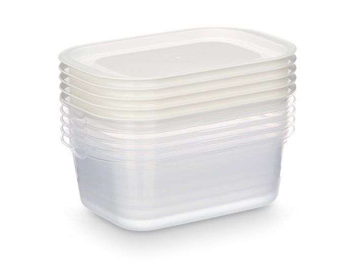 Leknes Set 5 Fiambreras Plástico Rectangular 1000ml 20x14x13cm Aptas para Lavavajillas y Microondas (Set de 12)