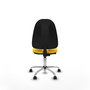 Silla de oficina Algarra con mecanismo Contacto permanente básico tapizada con Similpiel color Amarillo. Equipada con Base cromada, Sin brazos y Ruedas de parqué