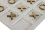 DKD Home Decor Juego de Mesa Tres en Raya de Mármol 30x30x1,5 cm Blanco y Dorado