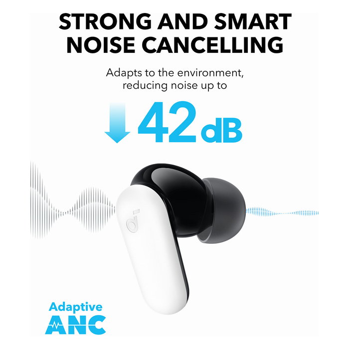 Anker Soundcore P31i Auriculares Inalámbricos True Wireless Stereo TWS, Cancelación Activa de Ruido ANC, IP55, Blanco, 50h Batería