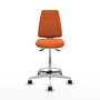 PIQUERAS Y CRESPO Taburete Elche blanco AS con asiento azul marino y acabado Bali naranja