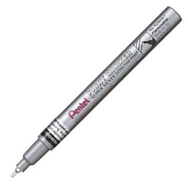 PENTEL Marcador Permanente MFP10 Color Plata Punta Fina (12 unidades)