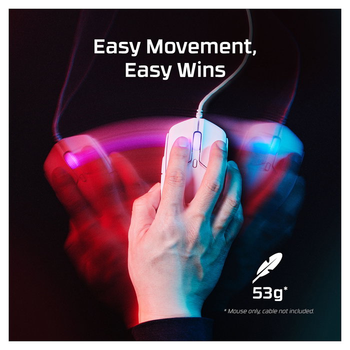 HyperX Pulsefire Haste 2 Wired - Ratón Gaming Blanco (6N0A8AA)