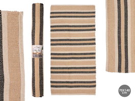 Giftdecor Alfombra 3 Colores Marron Blanco Negro 70 x 140 cm 100% Algodon (Set de 8)