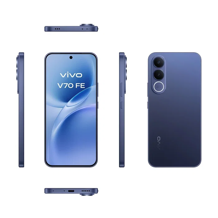 Vivo V70 FE 5G Azul (8 GB RAM, 256 GB) con Cargador y Auriculares