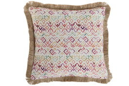DKD Home Decor Cojín Poliéster Multicolor con Flecos 45x45 cm