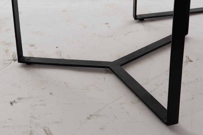 DKD Home Decor Set de 3 Mesitas Auxiliares de Metal y Mango Natural