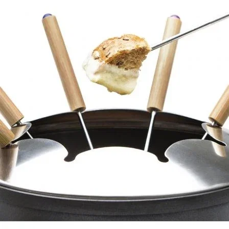 Princess Fondue Eléctrica 173025 | 800W | Para 8 Personas con 8 Tenedores | Color Negro y Bambú