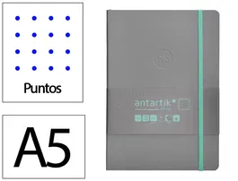 Antartik Cuaderno A5 Tapa Blanda Hojas Puntos Gris y Turquesa 80 Hojas 80gr FSC