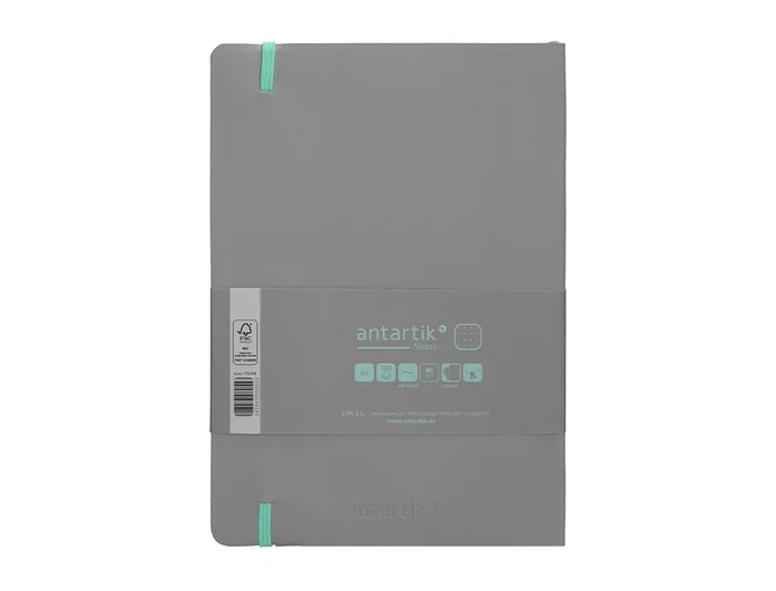 Antartik Cuaderno A5 Tapa Blanda Hojas Puntos Gris y Turquesa 80 Hojas 80gr FSC