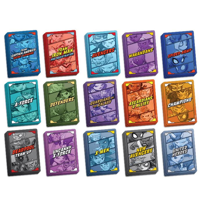 CMON MUN21ES Marvel United: Mazos de Equipo - Expansión de Juego de Mesa con 15 Mazos Temáticos, Compatible con el Juego Base, en Español