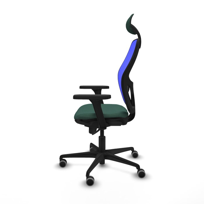 PIQUERAS Y CRESPO Silla de oficina Jorquera con mecanismo sincro, tela verde botella y malla azul PIQUERAS Y CRESPO Silla de oficina Jorquera con mecanismo sincro, tela verde botella y malla azul
