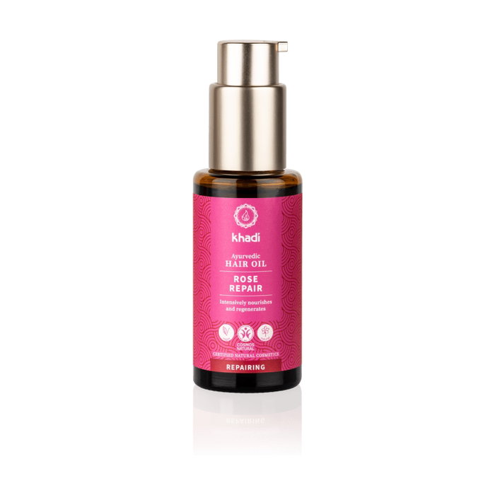 Khadi Aceite Capilar Rosa Reparador 50ml - Nutre y Regenera el Cabello Dañado Khadi Aceite Capilar Rosa Reparador 50ml - Nutre y Regenera el Cabello Dañado