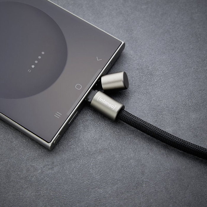 Intenso 7991000 Cable USB-C a USB-C 2-en-1 Collar y Carga Rápida 60W (PD3.0/QC4.0) 1.65m Negro con 3 Soportes