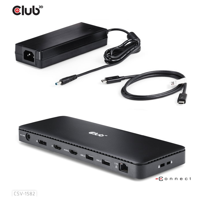 Club 3D Docking Station Thunderbolt 4 12-in-1, Estación de Acoplamiento con 3 Salidas de Pantalla y Bandeja de Almacenamiento