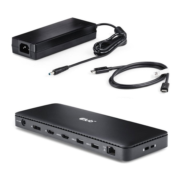 Club 3D Docking Station Thunderbolt 4 12-in-1, Estación de Acoplamiento con 3 Salidas de Pantalla y Bandeja de Almacenamiento