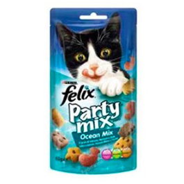 Purina Felix Feline Party Mix Ocean para Gatos con Cordero y Pollo, 8 Latas de 60 gr - Favorece Digestión Sana