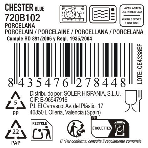 La Mediterranea Bandeja Oval Chester Blue 25.3x14.5cm, 12 unidades