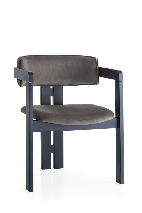 Hanah Home CO - 009 Sillón de Terciopelo Negro y Antracita