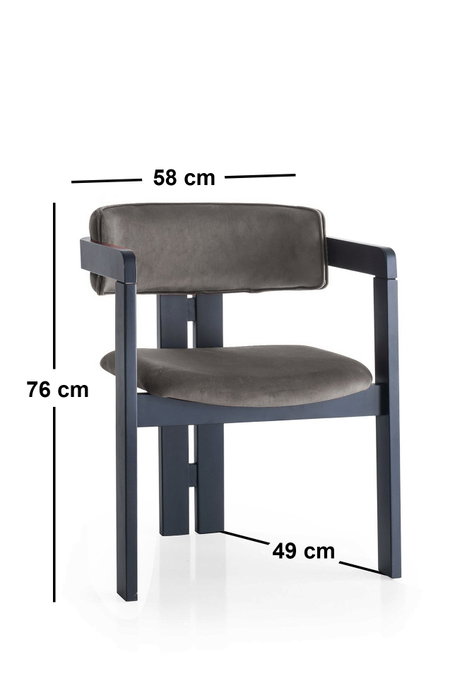 Hanah Home CO - 009 Sillón de Terciopelo Negro y Antracita