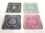 DKD Home Decor Soporte Incienso Indio Aluminio Azul Verde Jade Hamsa Mandala Lunas 9.5 x 1 x 9.5 cm (8 Unidades)