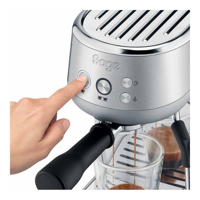 Sage Máquina de Espresso The Bambino con Vaporizador, 1600W, 1.4L, Acero Inoxidable, para Café Molido, Cappuccino y Americano