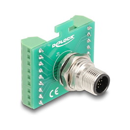 DeLOCK Adaptador M12 Codificación A 17 Pines a Bloque de Terminales 18 Pines Verde