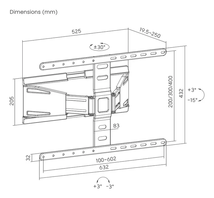 Gembird WM-90ST-02 Soporte de pared para TV 43-90 pulgadas