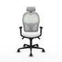 Silla de oficina Jorquera con mecanismo Sincro tapizada con Tela color Blanco. Equipada con lumbar 1D, Brazos 1D, Cabecero 2D y Ruedas 65mm nailon