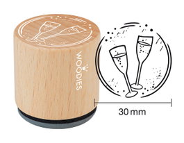 Woodies Sello de madera y caucho copas de champán 33x30mm