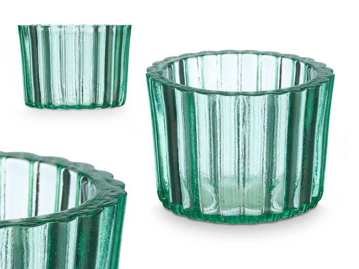 Giftdecor Portavela Vidrio Reciclado Redondo 12 cm x 12 cm x 9 cm (Set de 6)