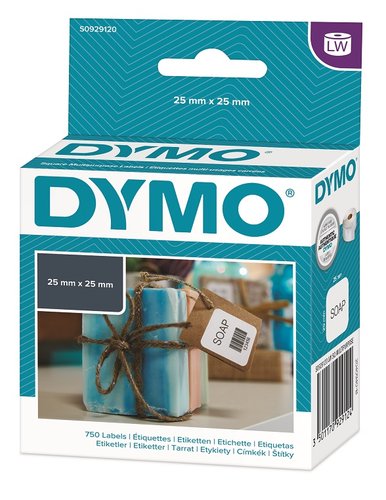 Dymo Etiquetas Cuadradas Multiuso 25x25mm, 750 unidades