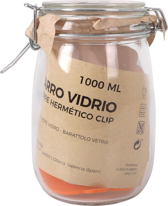 La Mediterranea Tarro Hermético Vidrio Clip 1000ml (12 Unidades)