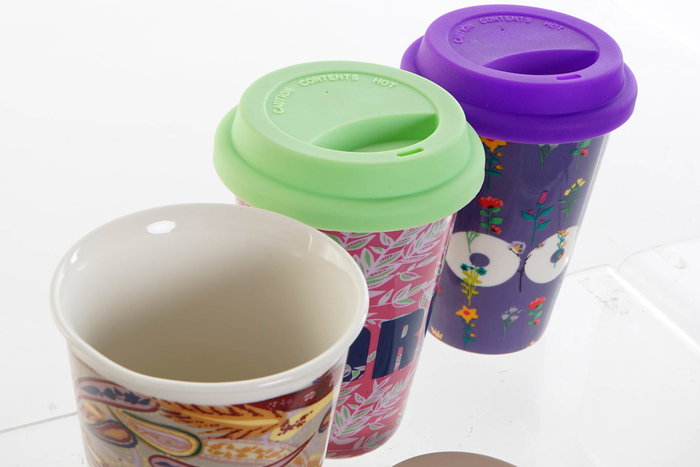 DKD Home Decor Daydream Taza Multicolor Porcelana y Silicona 400ml 9.7 x 14 x 9.7 cm (6 Unidades)
