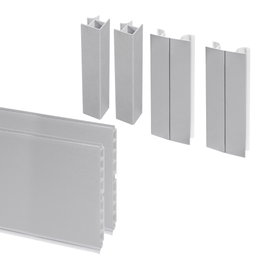 Emuca Lote de 2 zócalos para cocina Plasline con accesorios de unión, altura 150mm, 2 barras de lognitud 2.35m, Plástico, Anodizado satinado