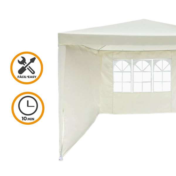 Aktive Cenador 2.7x2.7x2.55 m con 2 laterales y ventana - Beige