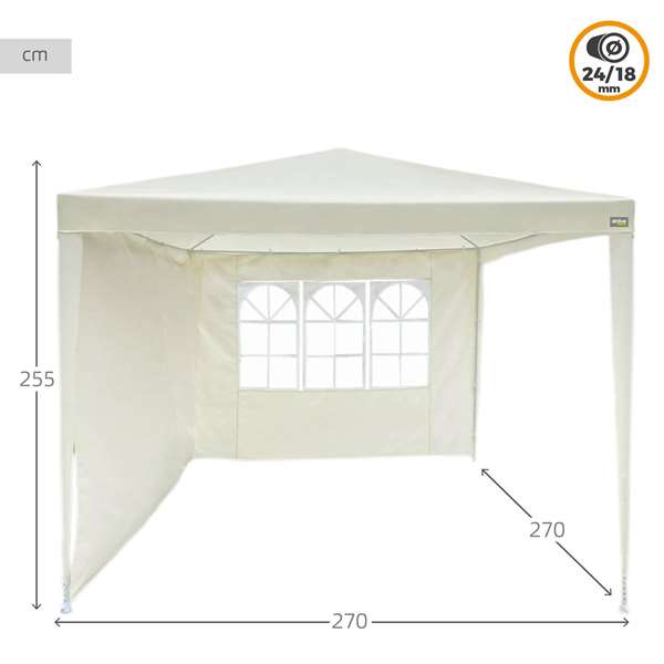 Aktive Cenador 2.7x2.7x2.55 m con 2 laterales y ventana - Beige