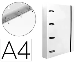 Liderpapel Carpeta con recambio A4 Cuadro 5mm 100 Hojas 80g Polipropileno 4 Anillas 40mm Transparente