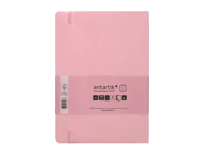 Antartik Cuaderno A5 Tapa Blanda Hojas Rayas Rosa Pastel 80 Hojas 80gr FSC