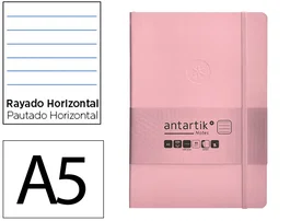 Antartik Cuaderno A5 Tapa Blanda Hojas Rayas Rosa Pastel 80 Hojas 80gr FSC