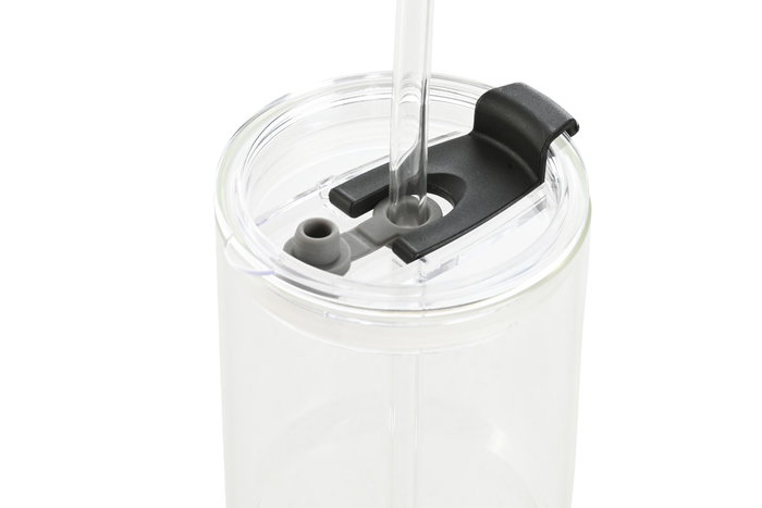 DKD Home Decor Vaso de Borosilicato y Silicona de 550ml con Pajita