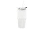 DKD Home Decor Vaso de Borosilicato y Silicona de 550ml con Pajita