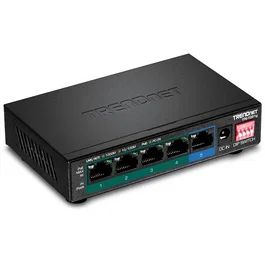 Trendnet TPE-TG51G Switch Gigabit Ethernet 5 Puertos (4 PoE+) de 10/100/1000 Mbps, 60W Total, QoS, VLAN, Montaje Pared, Negro, Metal
