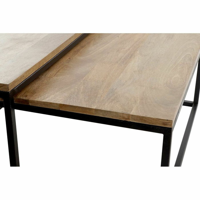 DKD Home Decor Set de 2 Mesas de Centro Mango y Metal 90x90x40 Natural