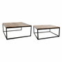 DKD Home Decor Set de 2 Mesas de Centro Mango y Metal 90x90x40 Natural
