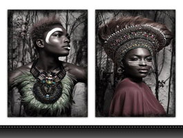 DKD Home Decor Cuadro Lienzo MDF 30X1,8X40 Africana (Set de 2)