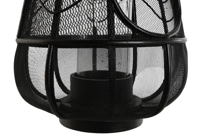 DKD Home Decor Portavela Colonial Negro Metal y Ratán 28 x 50 x 28 cm
