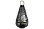 DKD Home Decor Portavela Colonial Negro Metal y Ratán 28 x 50 x 28 cm