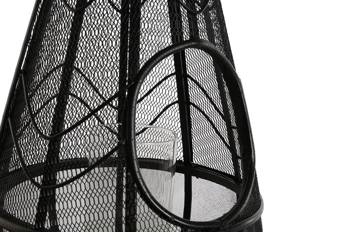 DKD Home Decor Portavela Colonial Negro Metal y Ratán 28 x 50 x 28 cm
