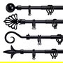 Giftdecor Barra Cortina Negra Extensible 120-210 cm Metal Negro (Barra 2 cm) (Set de 8)